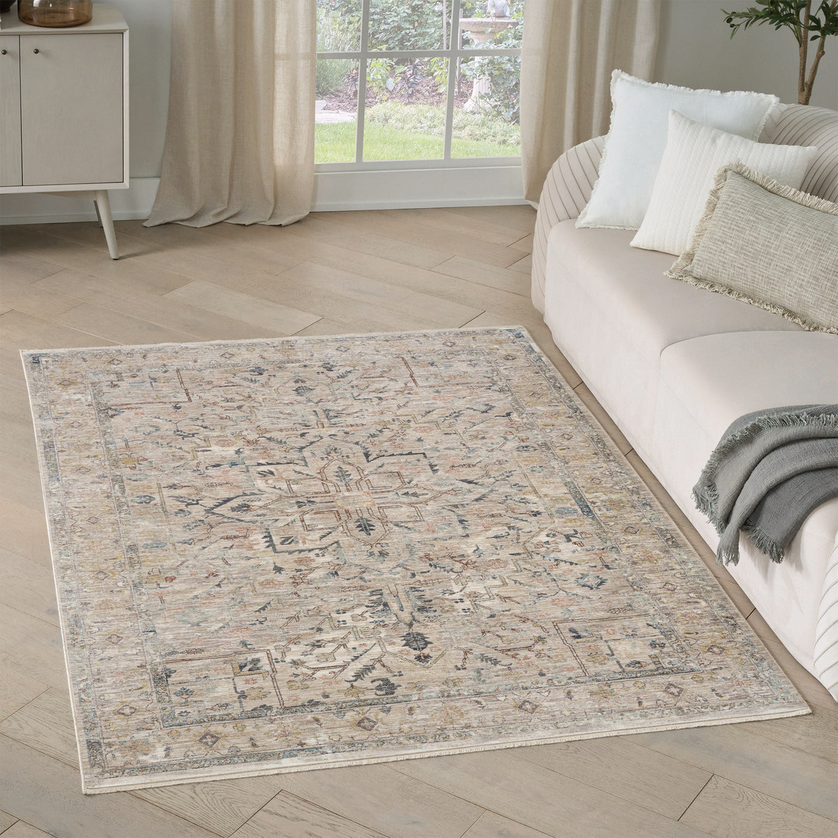Nourison Antiqua Area Rug, Rosette  5'3” x 7'6”