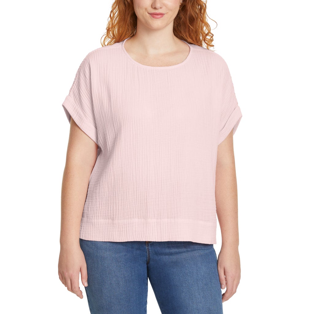 [color:pink] Gloria Vanderbilt Women's Cotton Gauze Pullover Top - Pink - image 4