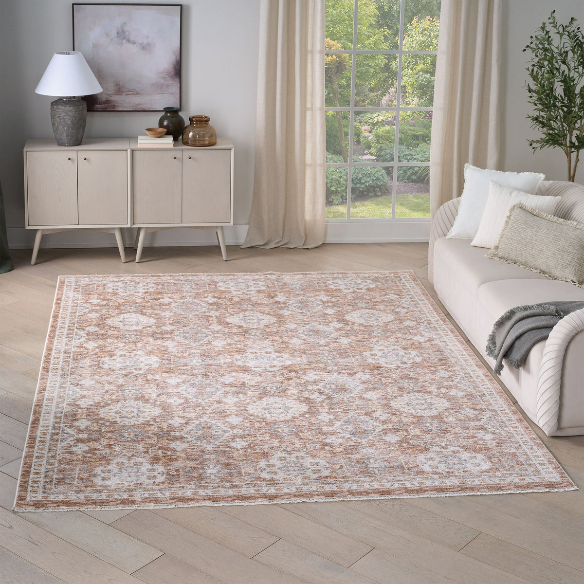 Nourison Hastings Area Rug Collection, Cian Ivory/Rust