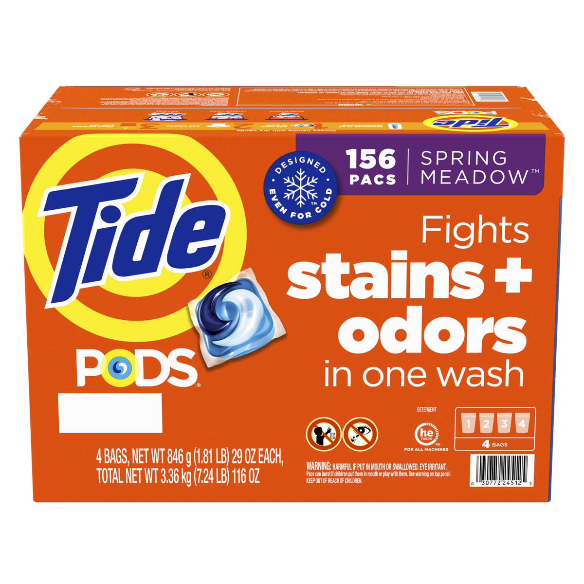 Tide PODS Laundry Detergent, HE Compatible, Spring Meadow, 156 ct - image 2