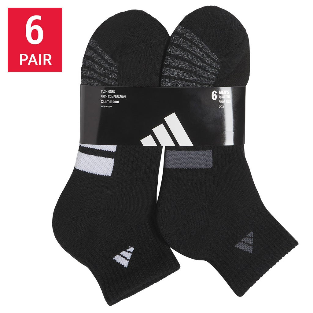[color:black] adidas Men's Quarter Sock, 6-pair - Black - image 1