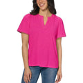 [color:dark pink] Jones New York Women's Split Neck Top - Dark Pink - image 1