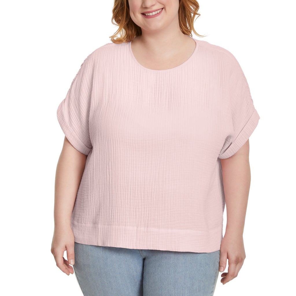 [color:pink] Gloria Vanderbilt Women's Cotton Gauze Pullover Top - Pink - image 7