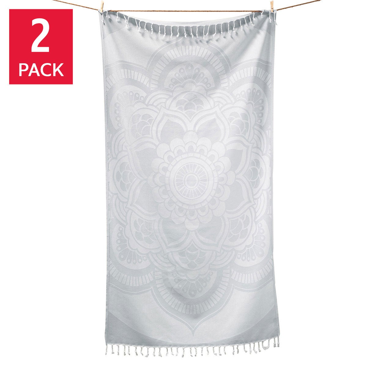 Turkish Towel Company Mandala Jacquard Peshtemal Towel, 2-piece